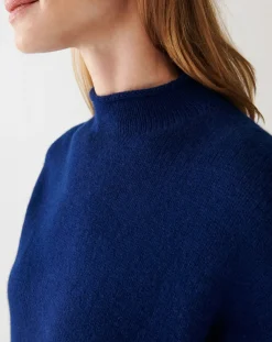 Bompard Pulls, Gilets-Cashmere High Neck Sweater Bleu marine