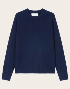 Bompard Pulls, Gilets-Cashmere Rib Crewneck Sweater Bleu marine