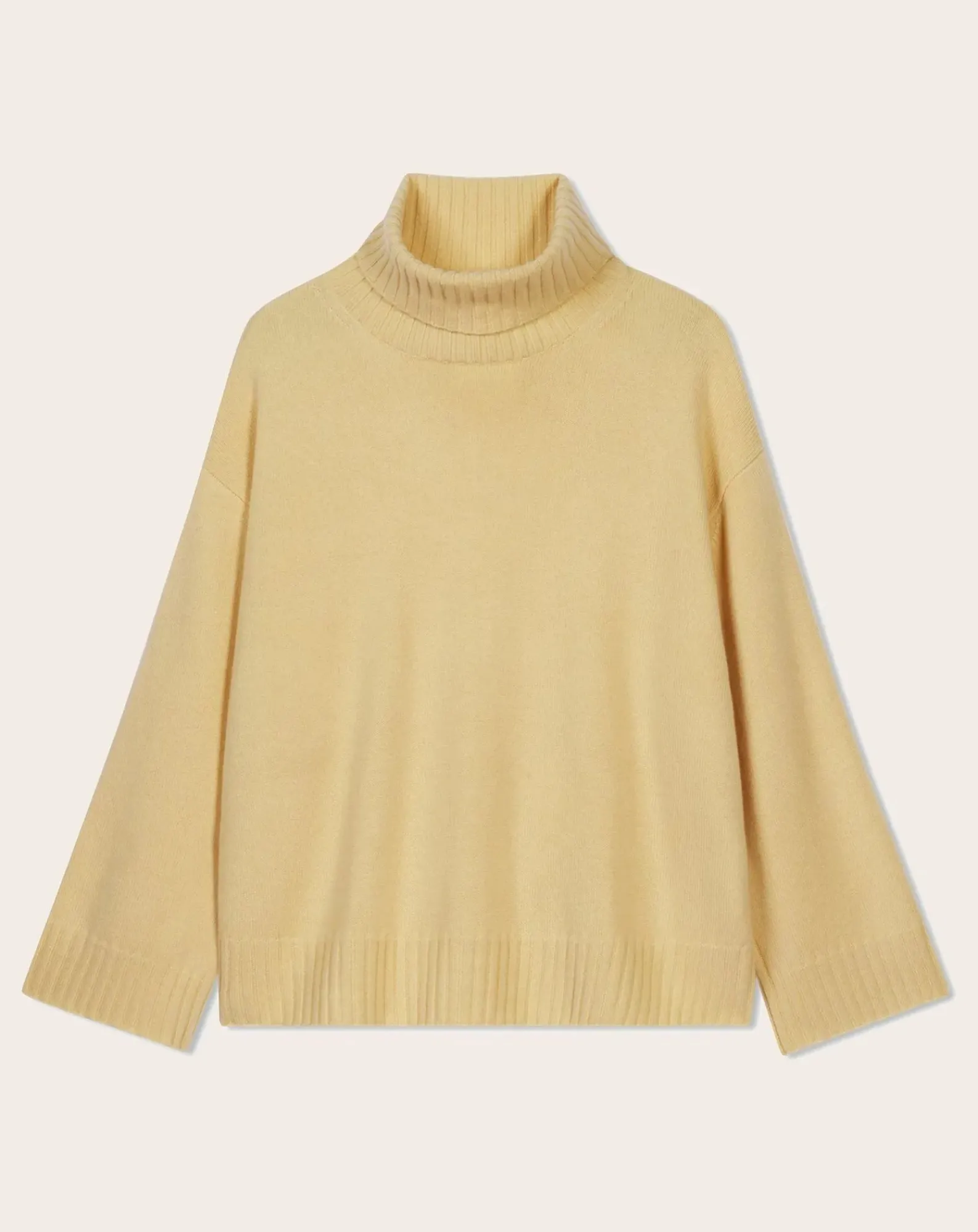 Bompard Pulls, Gilets-Cashmere Rib Oversize Roll Neck Sweater Jaune pâle