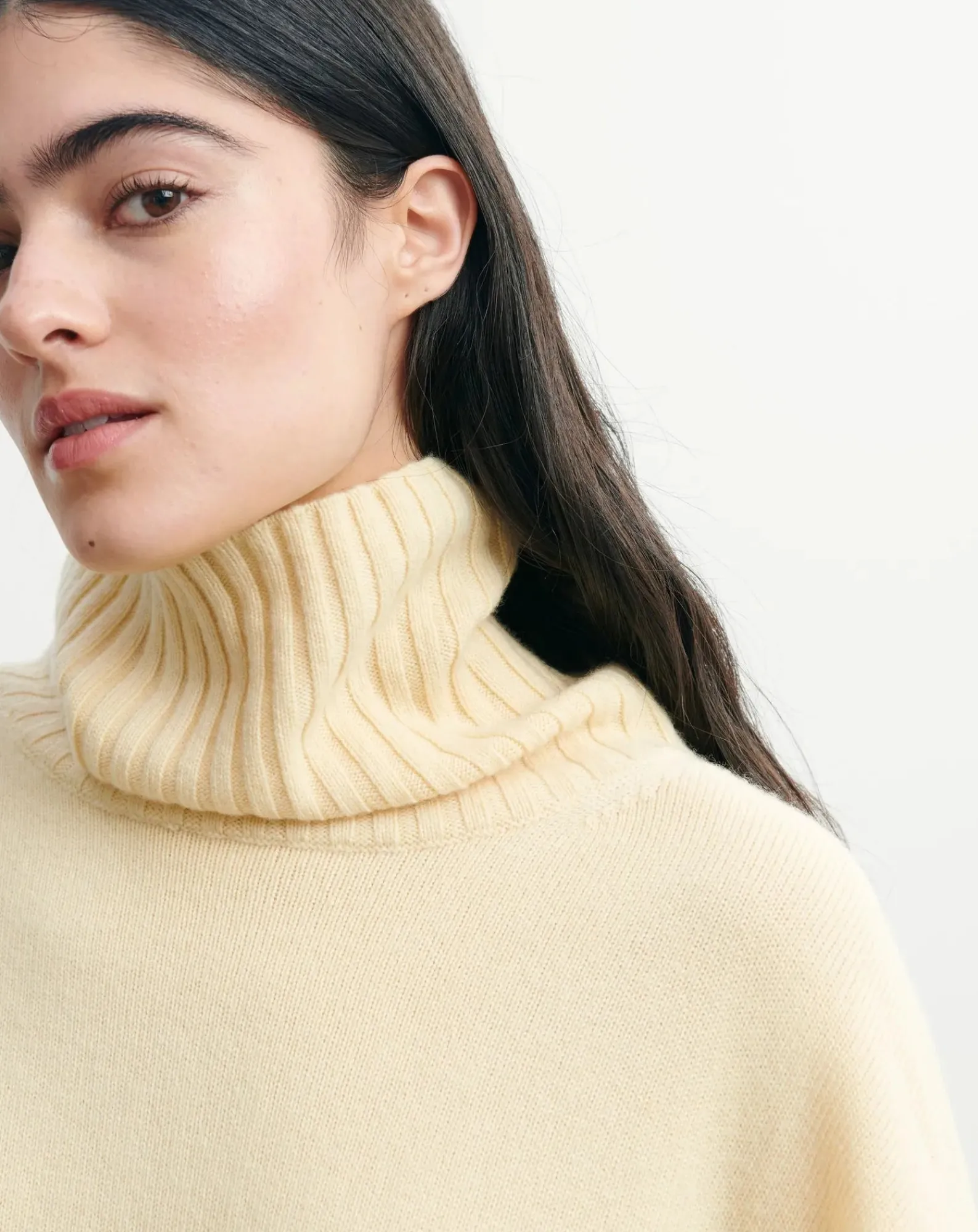 Bompard Pulls, Gilets-Cashmere Rib Oversize Roll Neck Sweater Jaune pâle