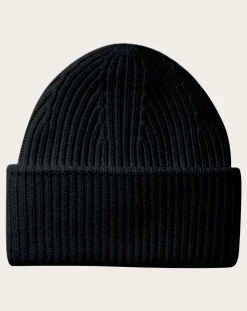 Bompard Bonnets, Cagoules, Gants-Cashmere ribbed hat Noir