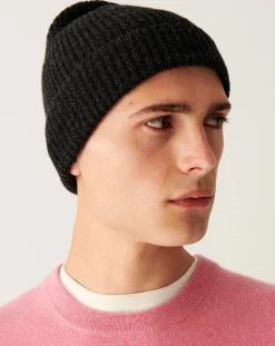 Bompard Bonnets, Cagoules, Gants-Cashmere ribbed hat Noir