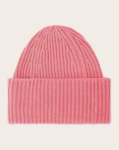 Bompard Bonnets, Cagoules, Gants-Cashmere ribbed hat Rose bonbon