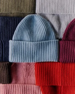 Bompard Bonnets, Cagoules, Gants-Cashmere ribbed hat Rose bonbon