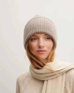 Bompard Bonnets, Cagoules, Gants-Cashmere ribbed hat Beige