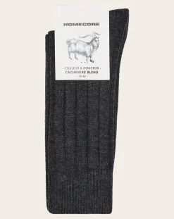 Homecore Chaussettes, Sous-Vêtements-Cashmere socks Gris anthracite