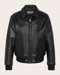 Schott Vestes, Manteaux-Casual Leather Jacket Noir