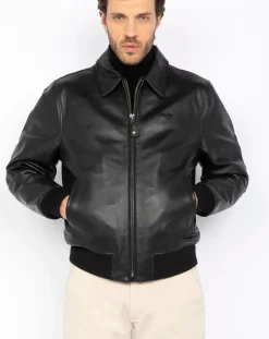 Schott Vestes, Manteaux-Casual Leather Jacket Noir
