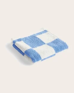 Hay Linge De Bain-Check Bath Mitten Bleu ciel