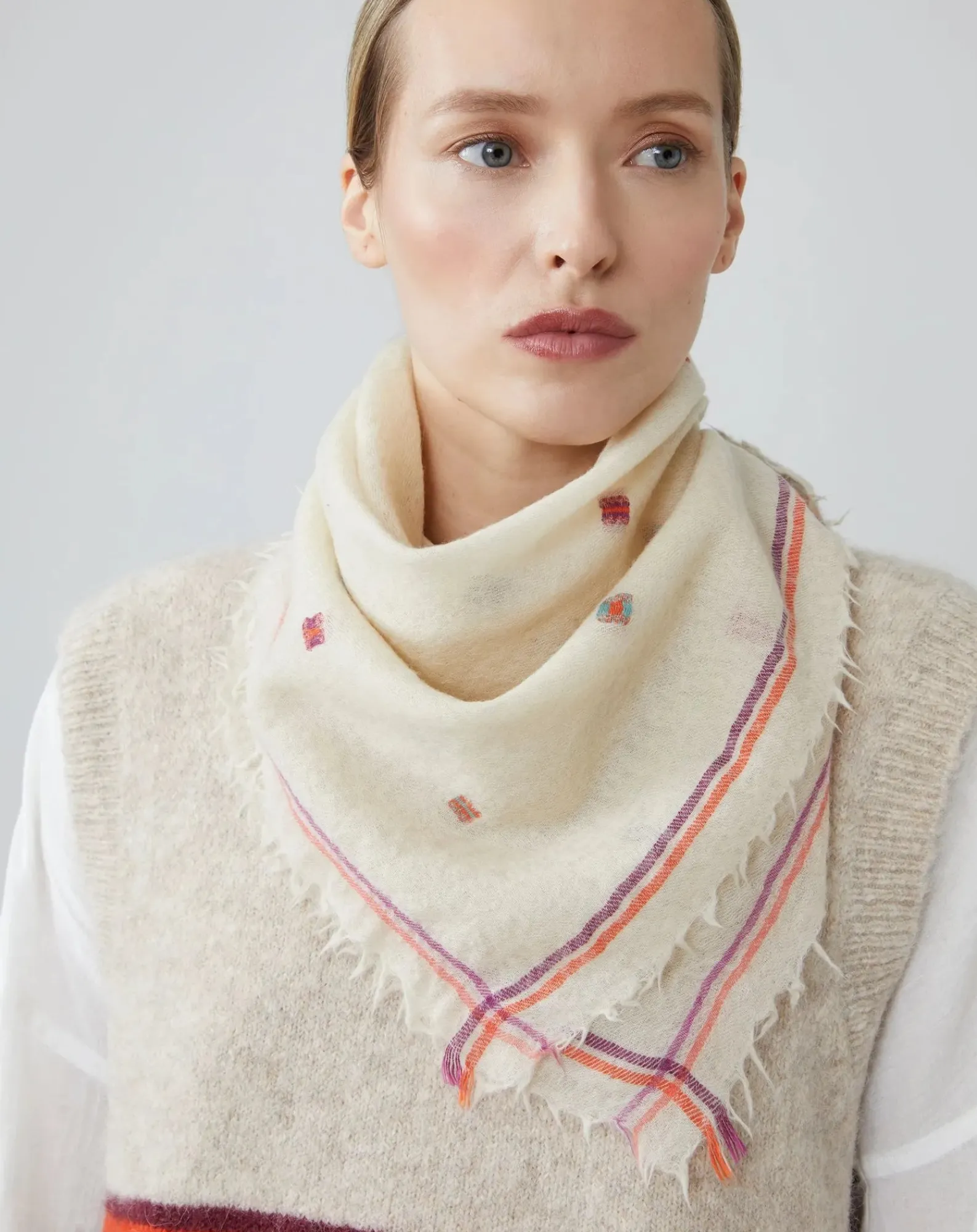 Moismont Echarpes, Foulards-Chelsea scarf N°815 Wool Ecru