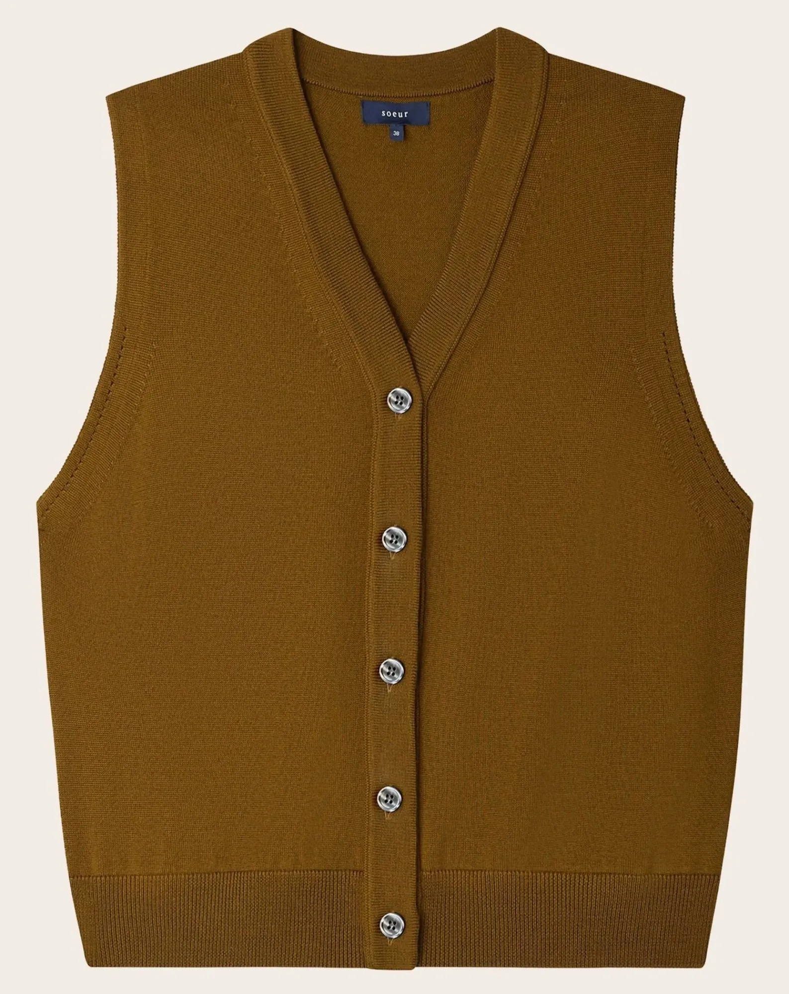 Soeur Pulls, Gilets-Chiara Merino Wool Sleeveless Vest Bronze