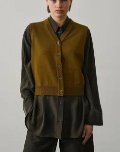 Soeur Pulls, Gilets-Chiara Merino Wool Sleeveless Vest Bronze