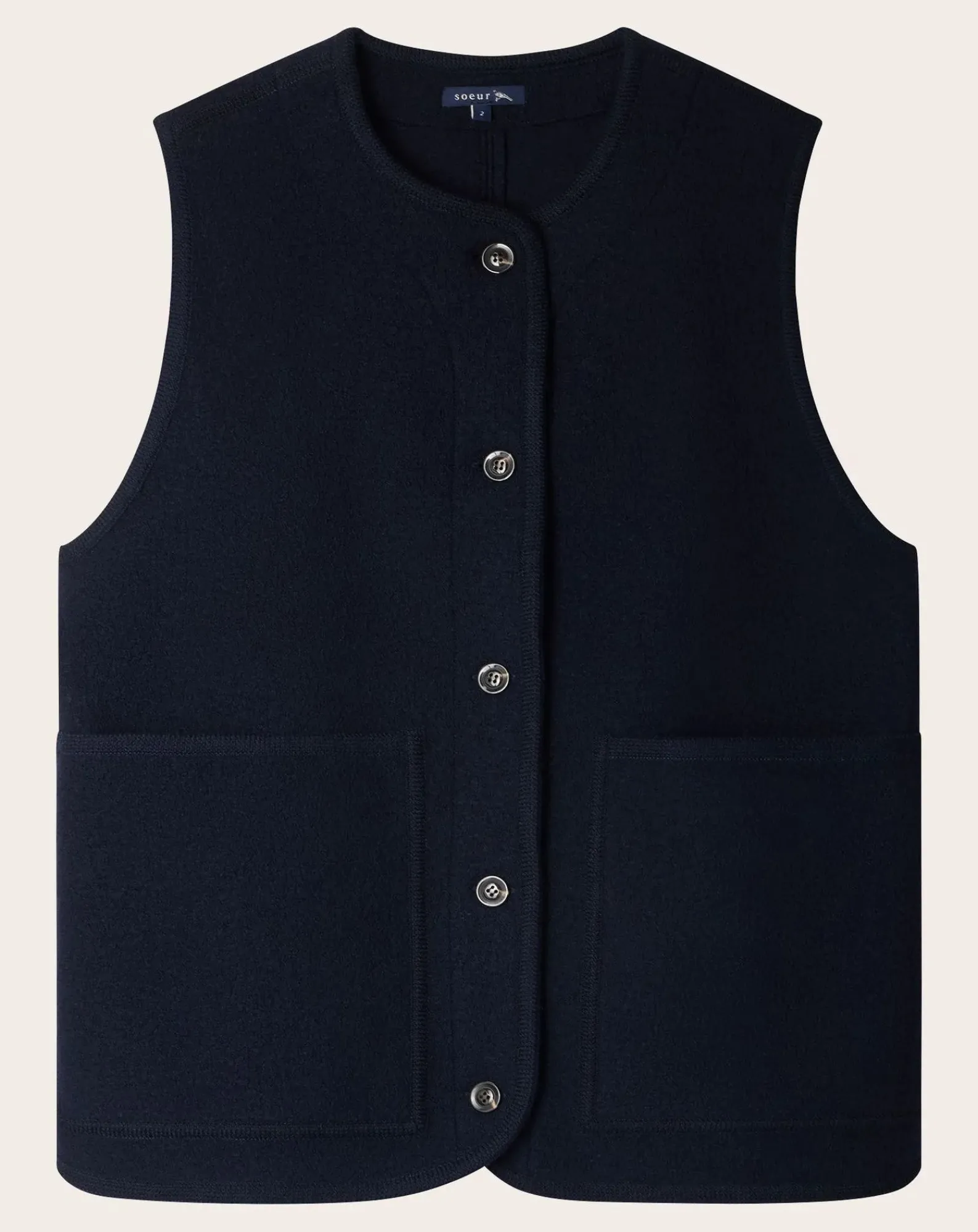 Soeur Vestes, Manteaux-Chicago Virgin Wool Sleeveless Jacket Bleu marine