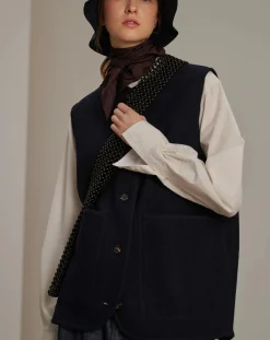 Soeur Vestes, Manteaux-Chicago Virgin Wool Sleeveless Jacket Bleu marine