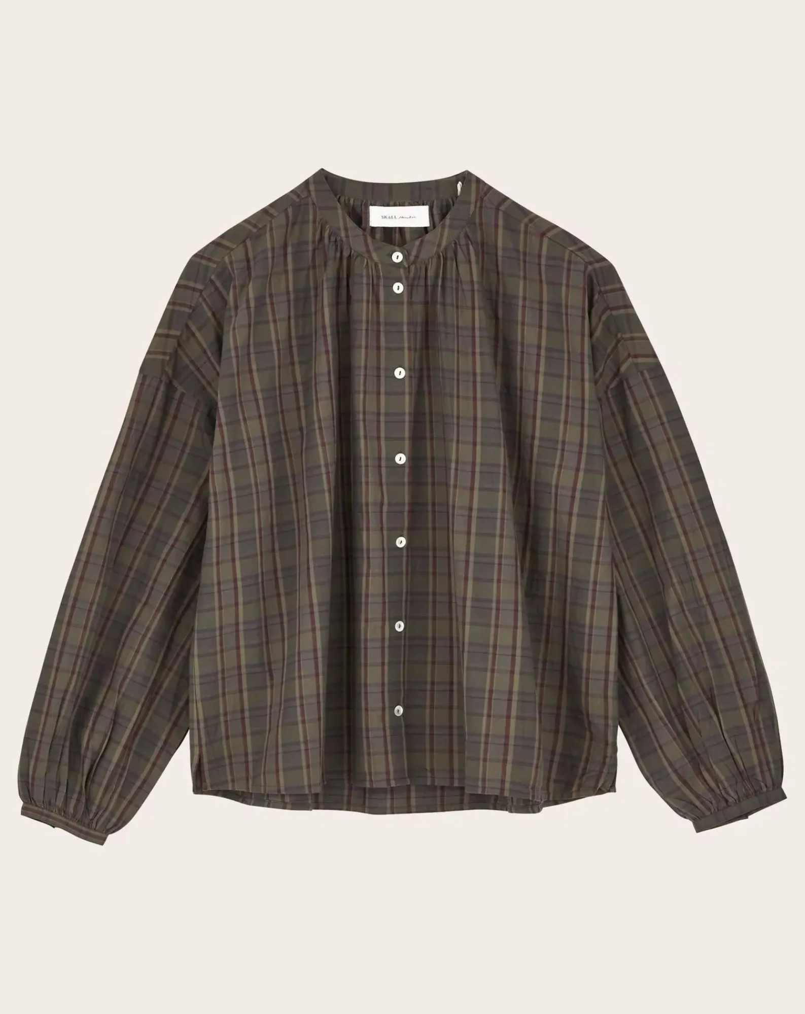 Skall Studio Blouses, Chemises-Cilla Blouse Organic Cotton Checkered Vert foncé