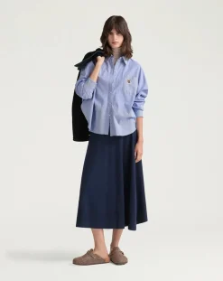 Momoni Blouses, Chemises-Claire Striped Cotton Poplin Shirt Bleu Clair