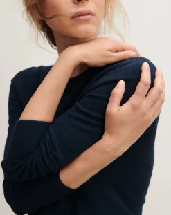 Bompard Pulls, Gilets-Classic Cashmere Round Neck Sweater Bleu marine