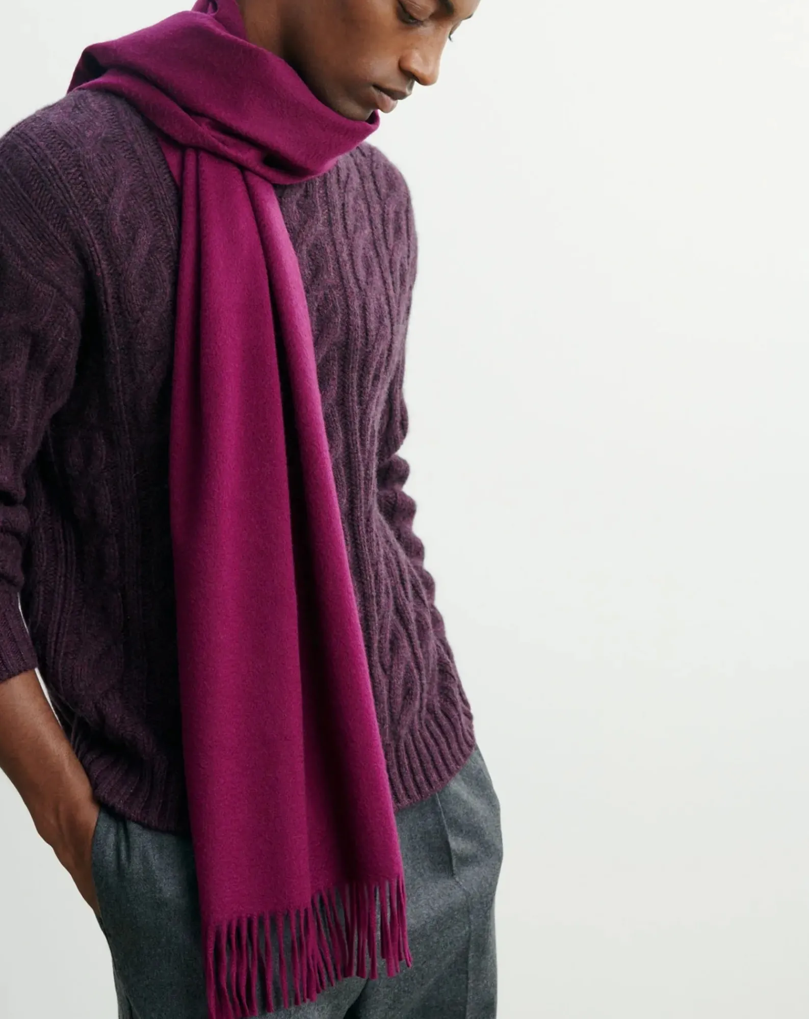 Bompard Echarpes, Foulards-Classic EB Cashmere Scarf Prune