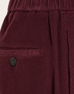 Pomandère Pantalons, Jeans-Corduroy Elasticated Straight-leg Pants Bordeaux