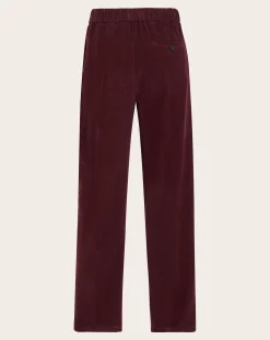 Pomandère Pantalons, Jeans-Corduroy Elasticated Straight-leg Pants Bordeaux
