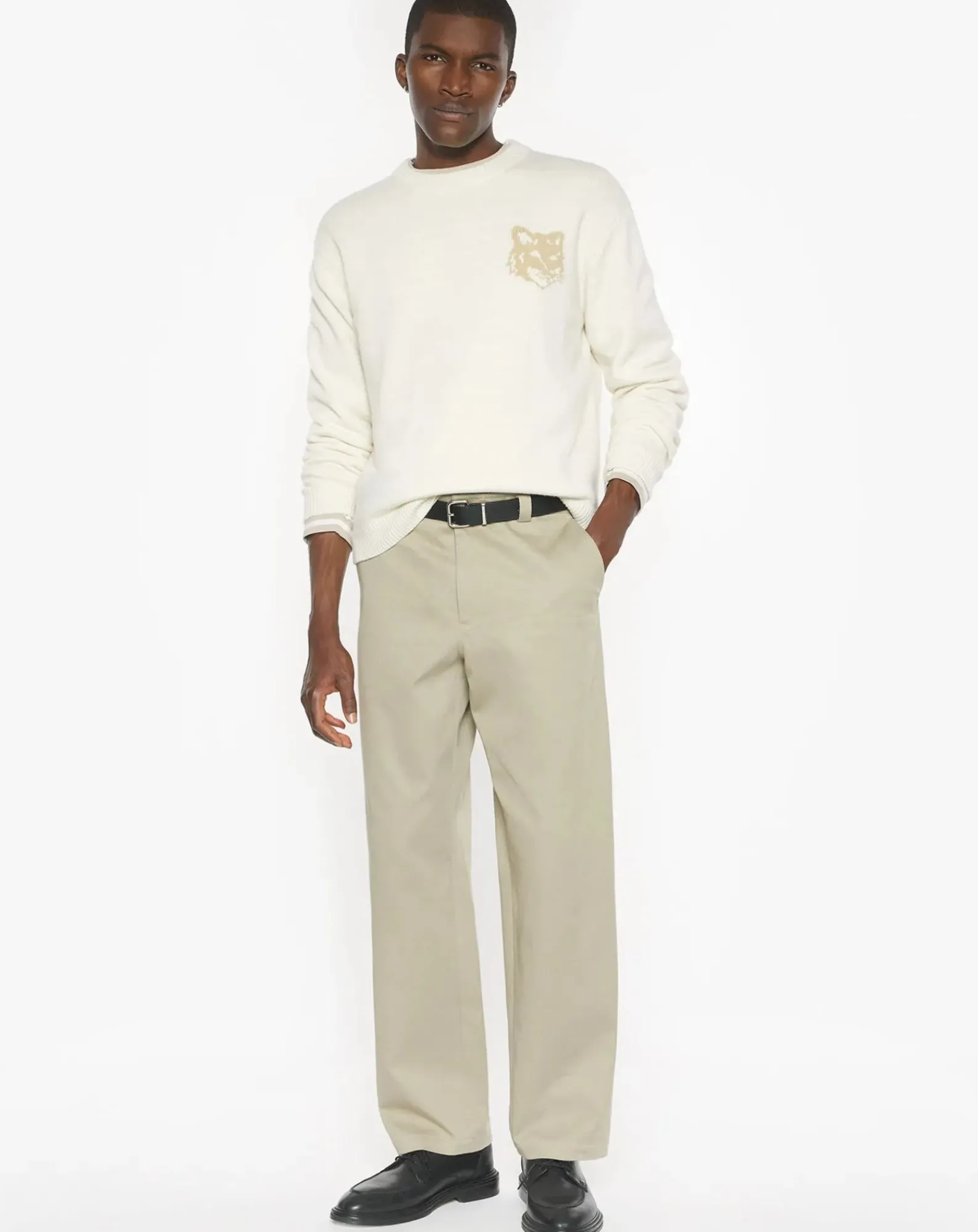 Maison Kitsuné Pantalons, Jeans-Cotton Casual Trousers Beige