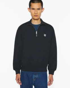 Maison Kitsuné Sweats-Cotton Comfort Half Zip Sweatshirt Noir
