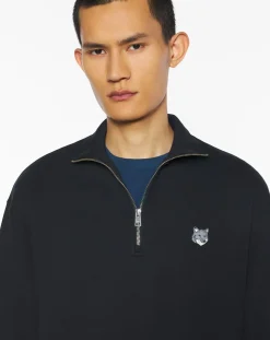 Maison Kitsuné Sweats-Cotton Comfort Half Zip Sweatshirt Noir