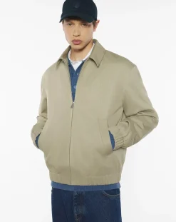 Maison Kitsuné Vestes, Manteaux-Cotton Elasticated Zip Jacket Beige
