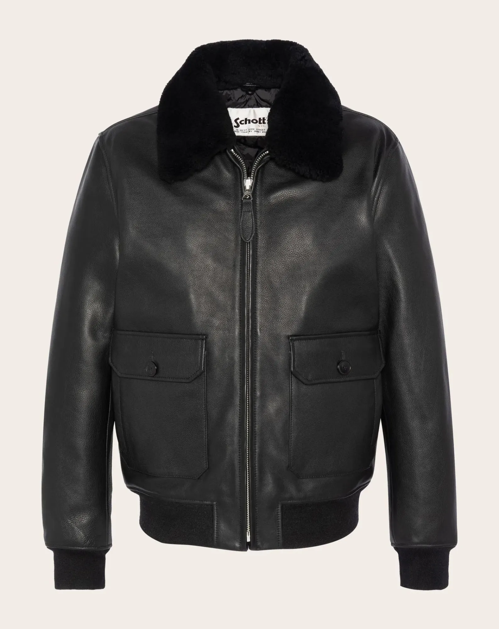 Schott Vestes, Manteaux-Cowhide Leather Pilot Jacket Black