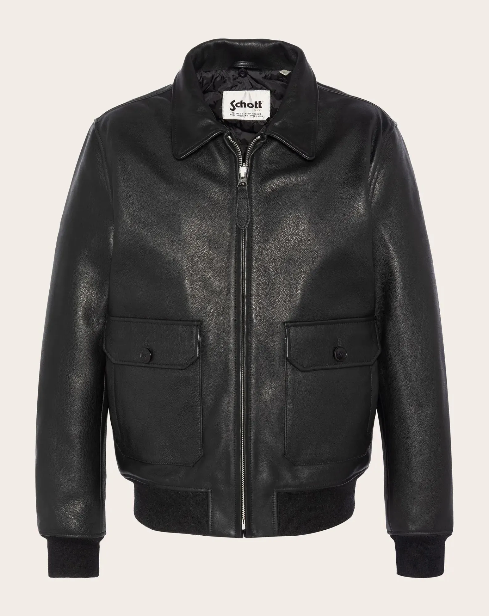 Schott Vestes, Manteaux-Cowhide Leather Pilot Jacket Black