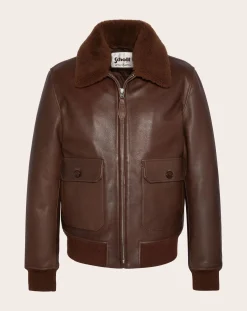 Schott Vestes, Manteaux-Cowhide Leather Pilot Jacket Marron