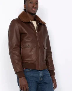 Schott Vestes, Manteaux-Cowhide Leather Pilot Jacket Marron
