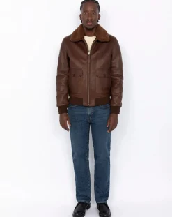 Schott Vestes, Manteaux-Cowhide Leather Pilot Jacket Marron