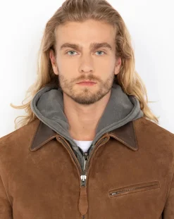 Schott Vestes, Manteaux-Cowhide Leather Worker Jacket Marron