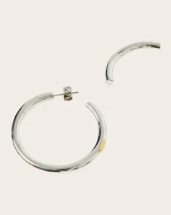 Misho Boucles D'Oreilles-Créoles Hollow Argenté