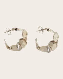 Misho Boucles D'Oreilles-Créoles Mini Flow Argenté