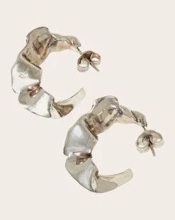 Misho Boucles D'Oreilles-Créoles Mini Flow Argenté