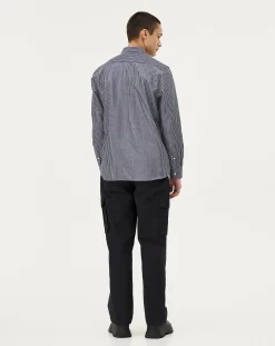 Noyoco Chemises-Curtis Blue stripes Upcycled Cotton Long Sleeve Shirt Bleu