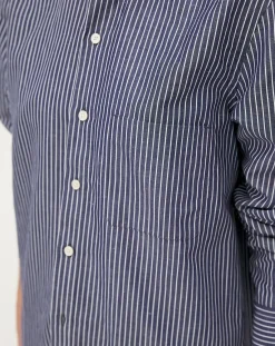 Noyoco Chemises-Curtis Blue stripes Upcycled Cotton Long Sleeve Shirt Bleu