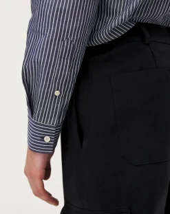 Noyoco Chemises-Curtis Blue stripes Upcycled Cotton Long Sleeve Shirt Bleu