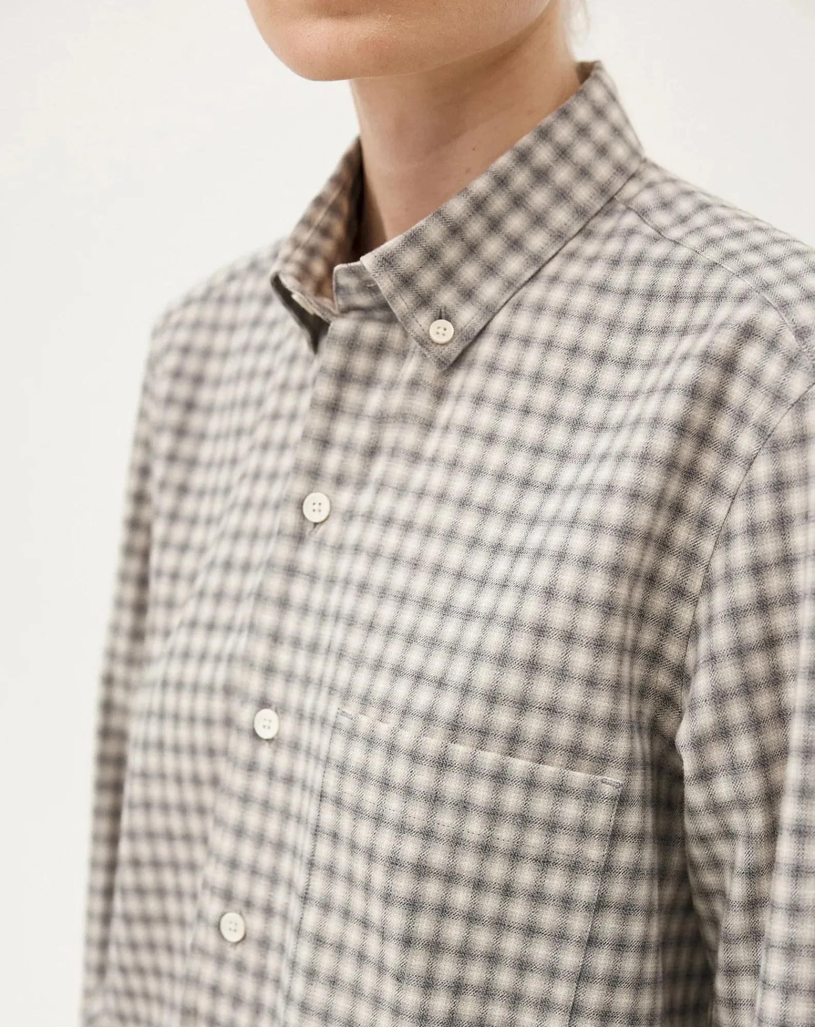 Noyoco Chemises-Curtis Grey checks Cotton Long Sleeve Shirt Gris