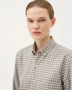 Noyoco Chemises-Curtis Grey checks Cotton Long Sleeve Shirt Gris