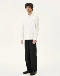 Noyoco Chemises-Curtis White stripes Upcycled Cotton Long Sleeve Shirt Blanc