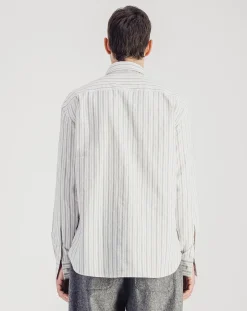 Parages Chemises-Daily Striped Cotton Poplin Shirt Blanc