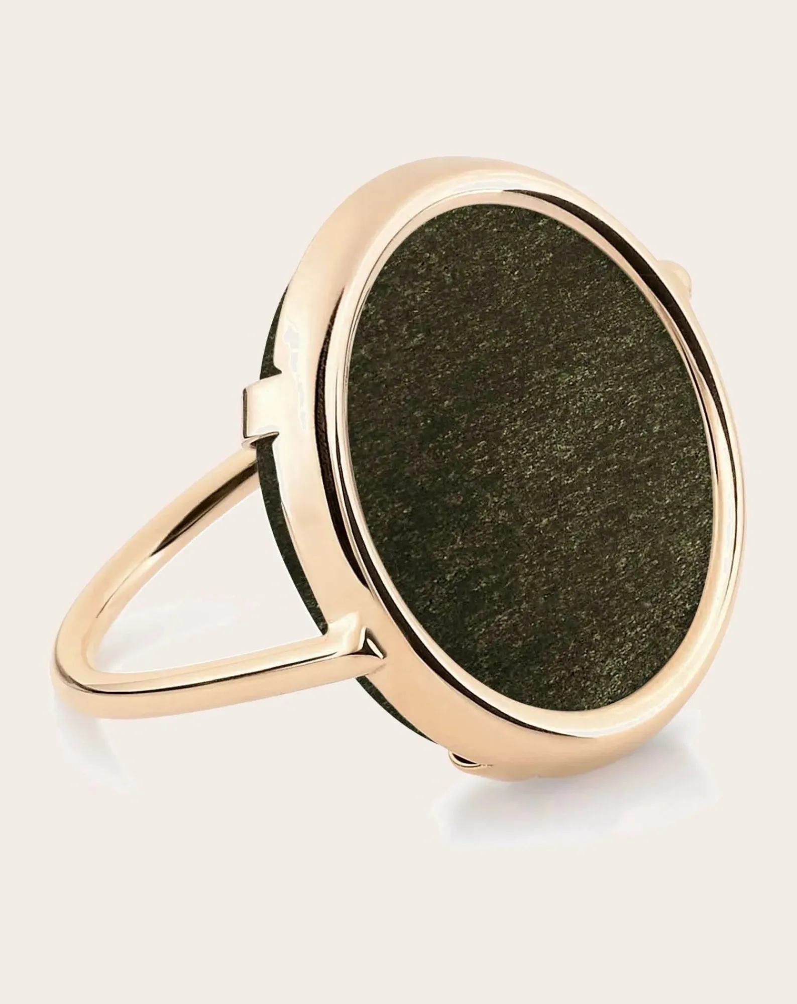 Ginette NY Bagues-Disc ring Obsidienne Dorée