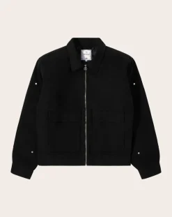Edwin Vestes, Manteaux-Dogma Work Jacket Cotton Zip Jacket Noir