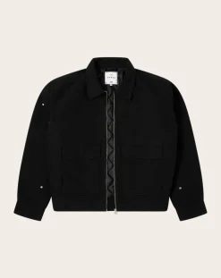 Edwin Vestes, Manteaux-Dogma Work Jacket Cotton Zip Jacket Noir