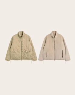 Taion Vestes, Manteaux-Doudoune Military Riversible HI Neck Down Vest Beige