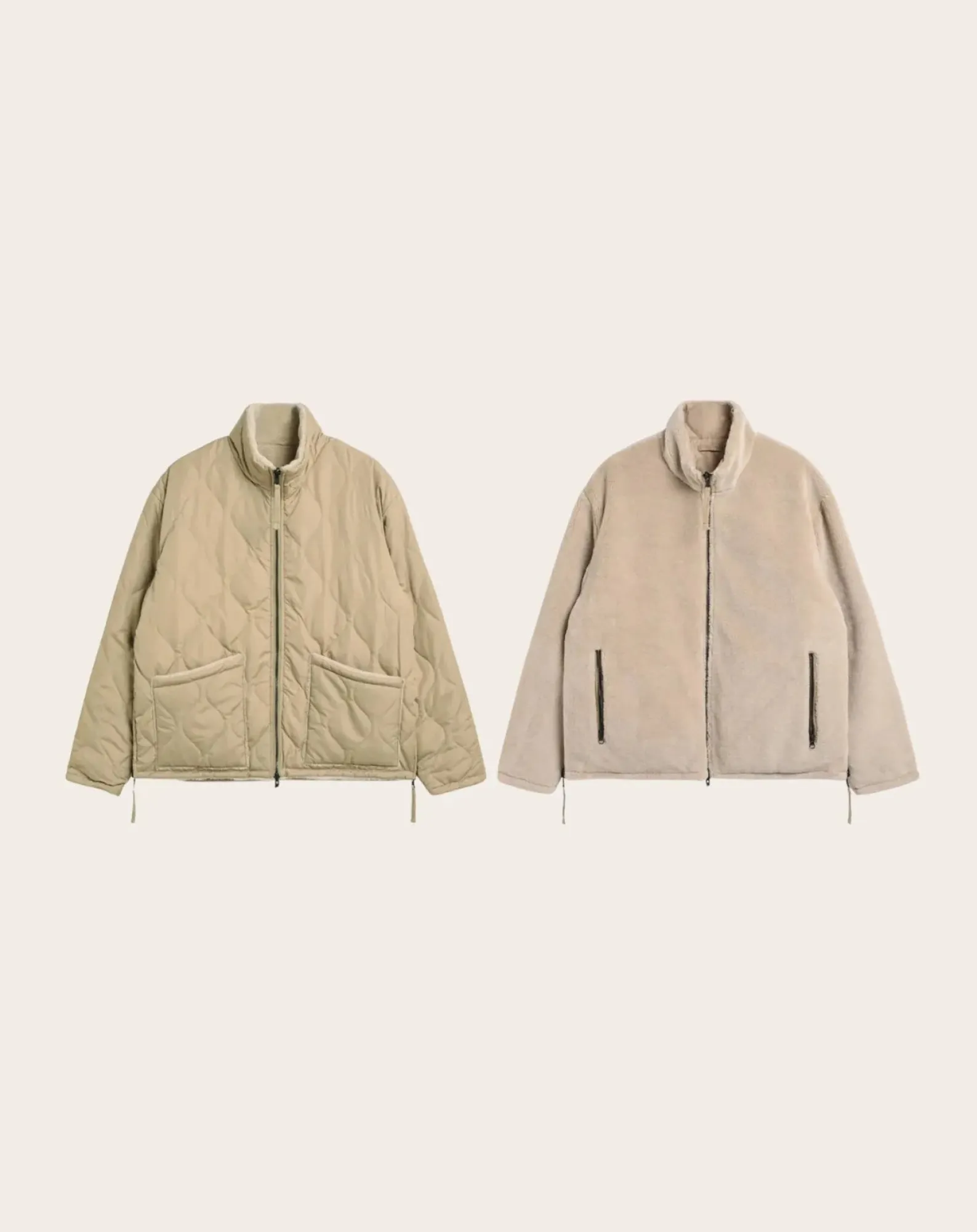 Taion Vestes, Manteaux-Doudoune Military Riversible HI Neck Down Vest Beige