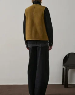 Soeur Vestes, Manteaux-Duomo Leather Sleeveless Jacket Kaki